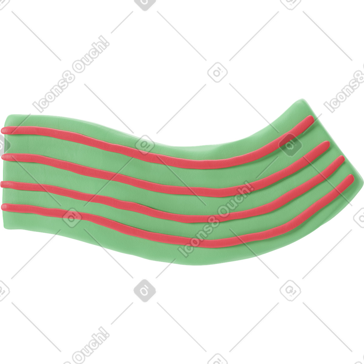 3D Stripy 스타일의 빨간 줄무늬가 있는 녹색 천으로 된 팔 일러스트레이션 PNG, SVG 다운로드