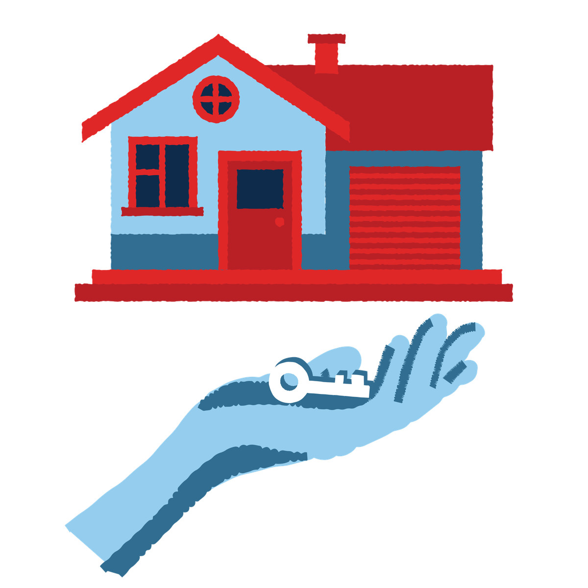 Ilustração de House and a hand with keys em no estilo Cherry para baixar em PNG, SVG