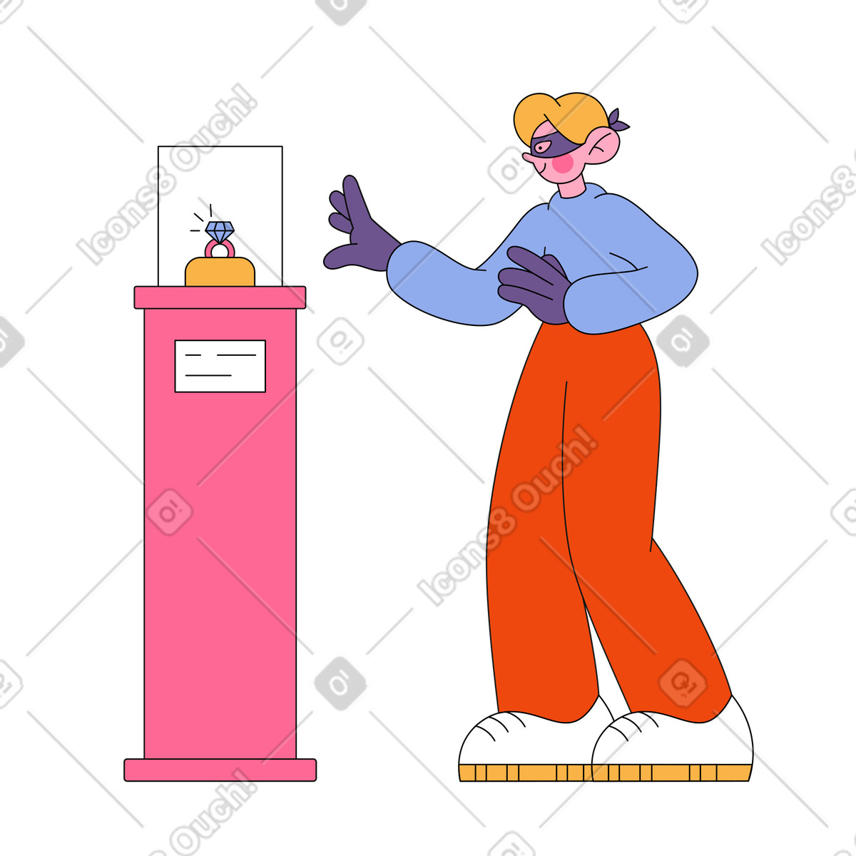 Ilustração de Ladrão roubando joias em no estilo Bloom para baixar em PNG, SVG