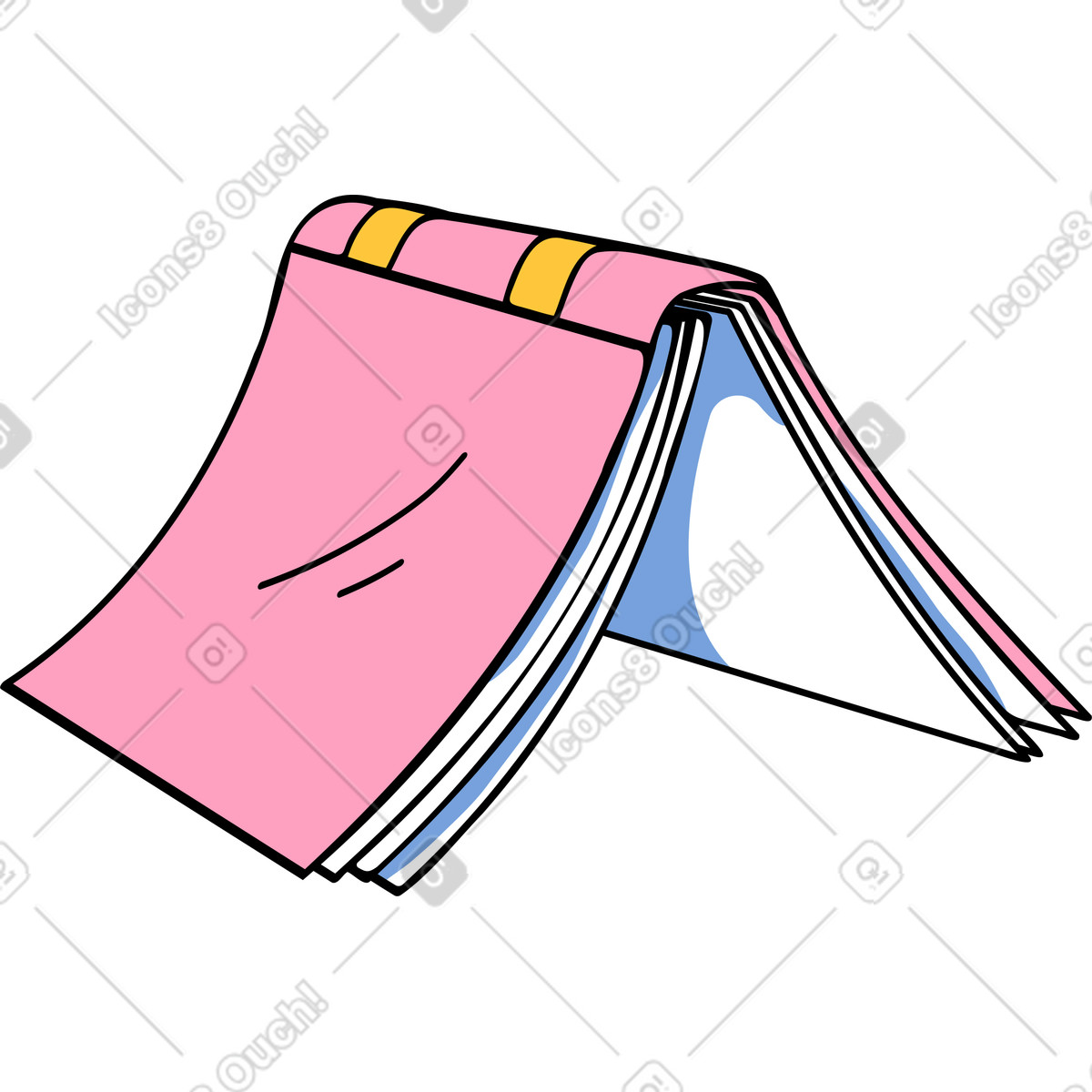 Open book in the form of a tent illustration Comic style download PNG, SVG