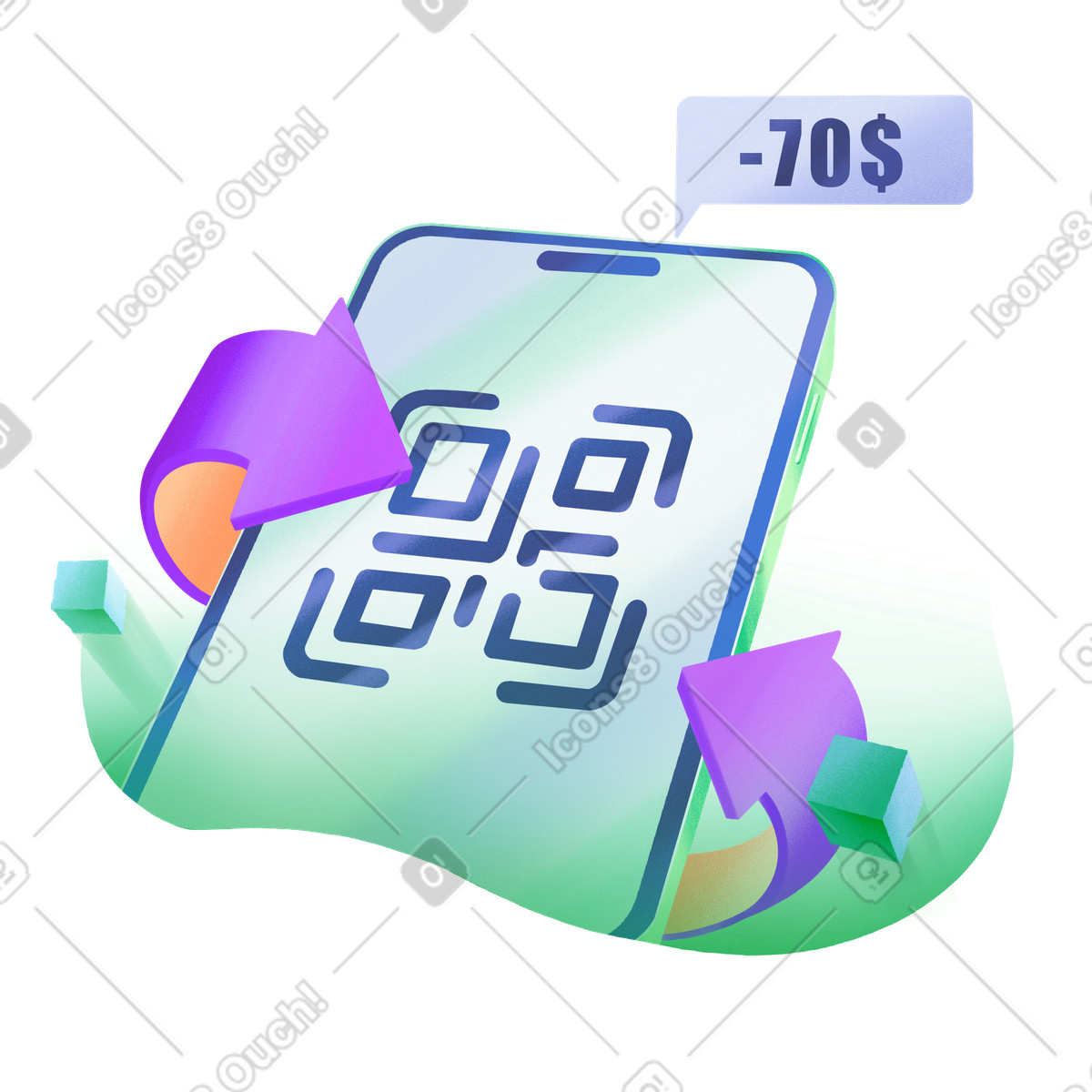 Иллюстрация Оплата qr-кодом на смартфоне в стиле Smart — скачать в форматах PNG, SVG