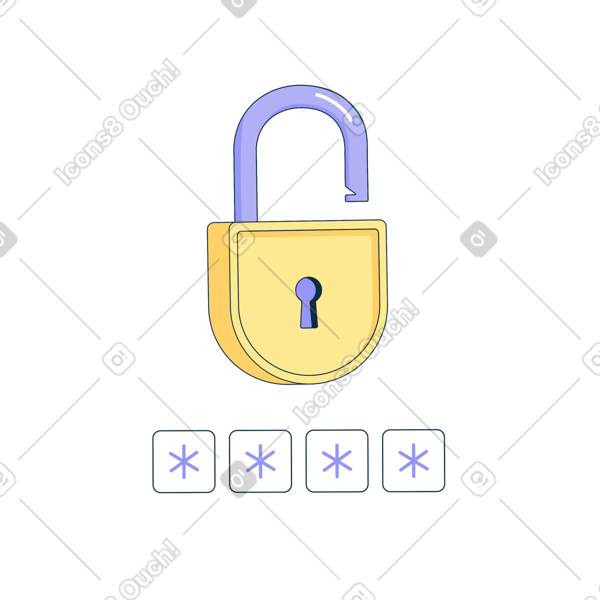 Lock and password illustration in PNG, SVG