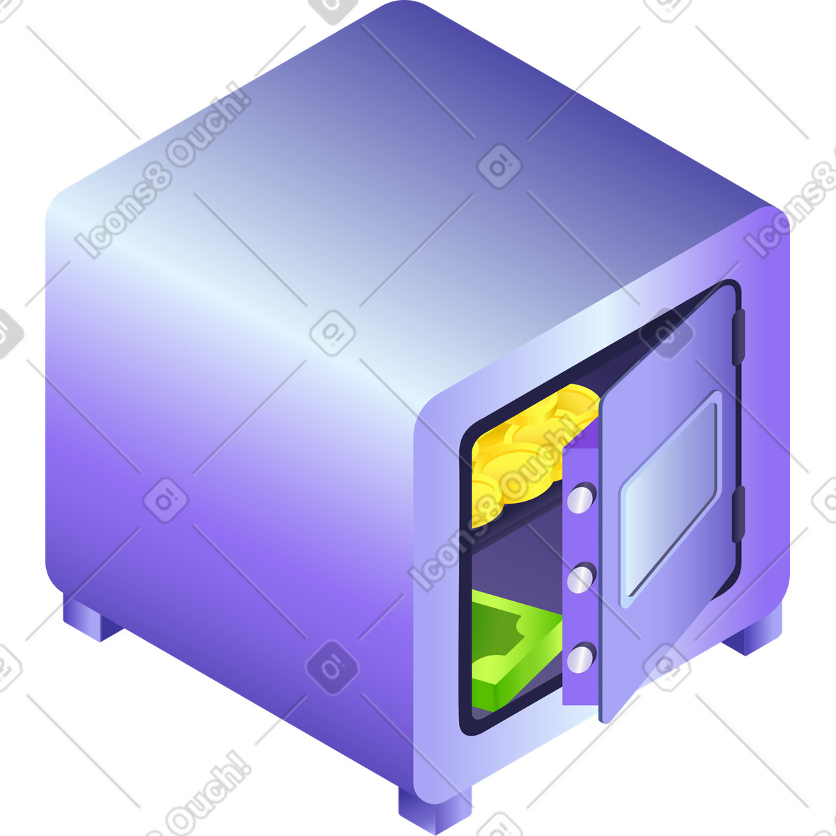 Isotech スタイルの お金の入った金庫を開ける のイラストをPNG、SVG形式でダウンロード