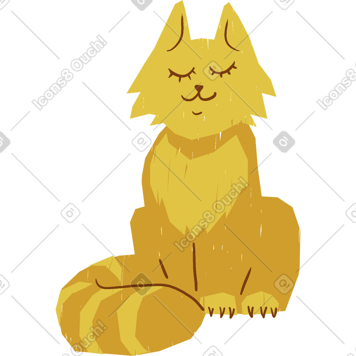 Sleepy スタイルの Yellow cat のイラストをPNG、SVG形式でダウンロード
