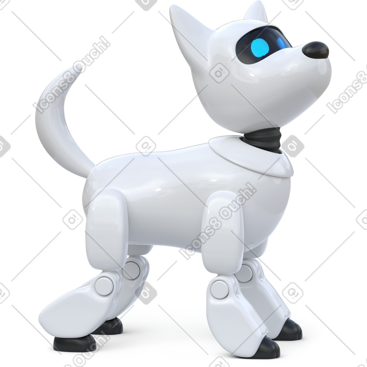 Side view of robot dog looking up illustrazione in stile 3D Business scarica in PNG, SVG