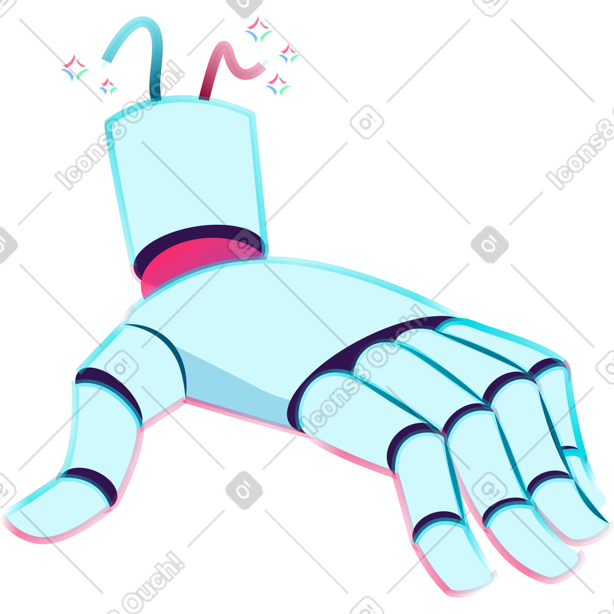 Ilustração de Mão robótica em no estilo Neon para baixar em PNG, SVG