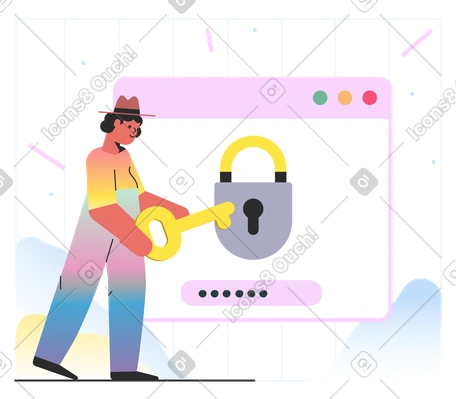 Password protection animated illustration in GIF, Lottie (JSON), AE
