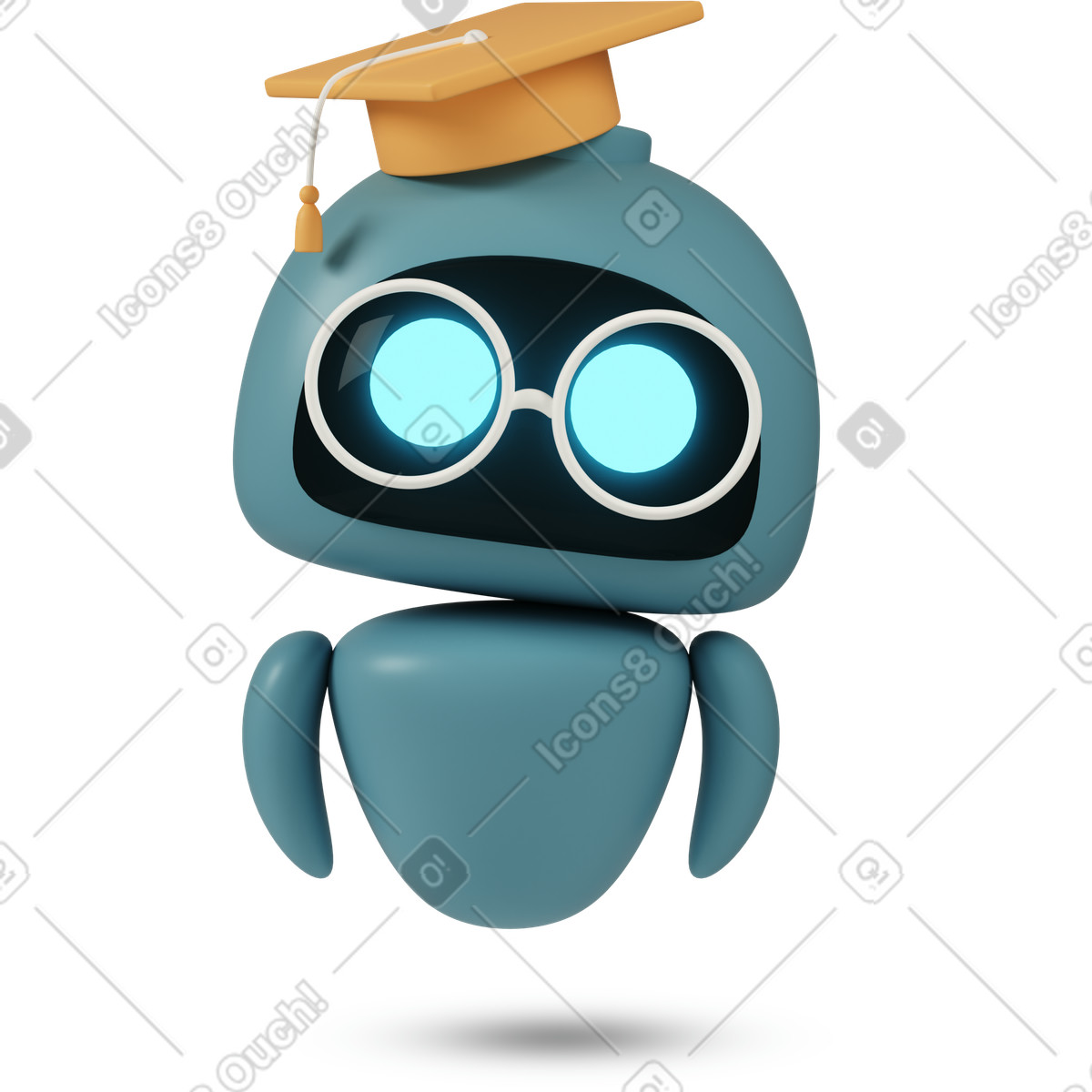 3D Casual life 스타일의 Gpt robot in graduation cap 일러스트레이션 PNG, SVG 다운로드