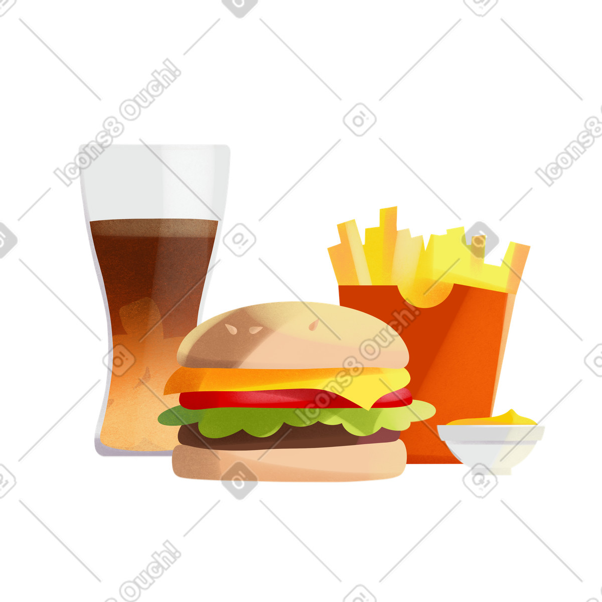 Ilustração de Fast food combo em no estilo Shine para baixar em PNG, SVG
