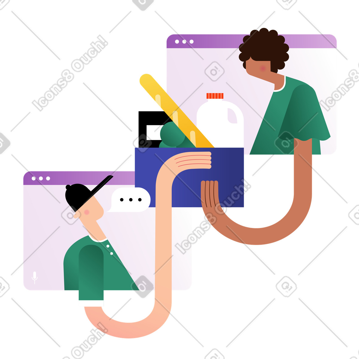 Ilustración Online grocery delivery service, E-commerce shopping en estilo Wavy a descargar en PNG y SVG