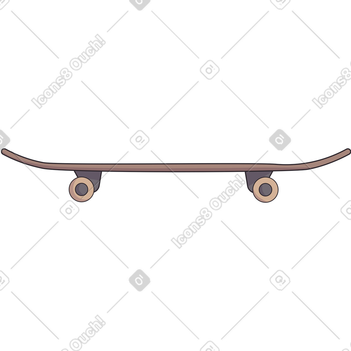下载 Eastwood 风格的 Brown skateboard on two wheels 插画，支持 PNG、SVG 格式
