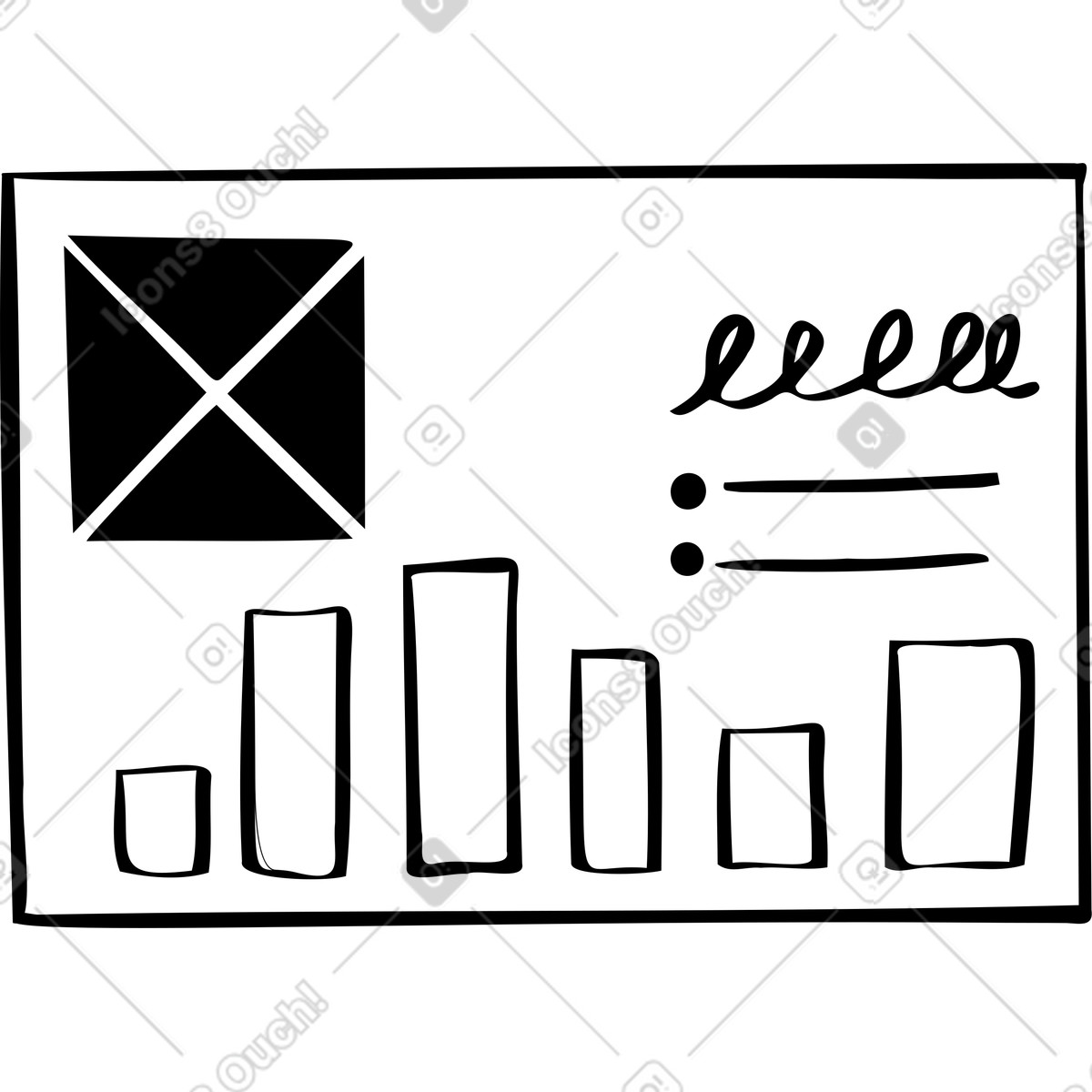 Illustration Tableau avec graphiques et informations dans le style Journal à télécharger aux formats PNG, SVG