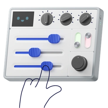 A control panel with sliders and knobs - 3D Surfaced style illustration
