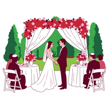 A traditional Jewish wedding setting, complete with beautiful floral decorations.