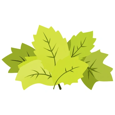 A collection of different leaves piled together, showcasing varied shapes and textures. The leaves display multiple shades of green, ranging from bright lime to deep forest green. Some leaves are smooth while others have jagged edges or prominent veins. The arrangement forms a natural, organic heap, with sunlight casting gentle shadows and highlighting the intricate details of each leaf.