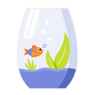 A small fish tank filled with clear water. Inside the tank, there is a playful guppy with bright orange and blue colors. The guppy is positioned near the center, blowing round, translucent bubbles that rise to the surface. Green aquatic plants are placed at the bottom of the tank, providing a lively environment. The tank has a smooth blue gravel base, enhancing the vibrant colors of the guppy and the bubbles. Sunlight filters through the water, casting gentle reflections on the tank's walls.