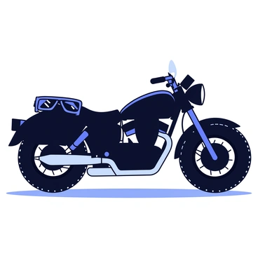 A well-equipped adventure motorcycle with a shiny black finish is parked on a flat surface. The motorcycle features rugged tires designed for off-road travel. On the seat, there are protective riding glasses with a dark tinted visor, resting neatly. The motorcycle has saddlebags attached to the sides, and there is a sturdy frame with multiple mounting points for gear. The handlebars are angled slightly forward, and the engine is prominently visible, showcasing its powerful design.