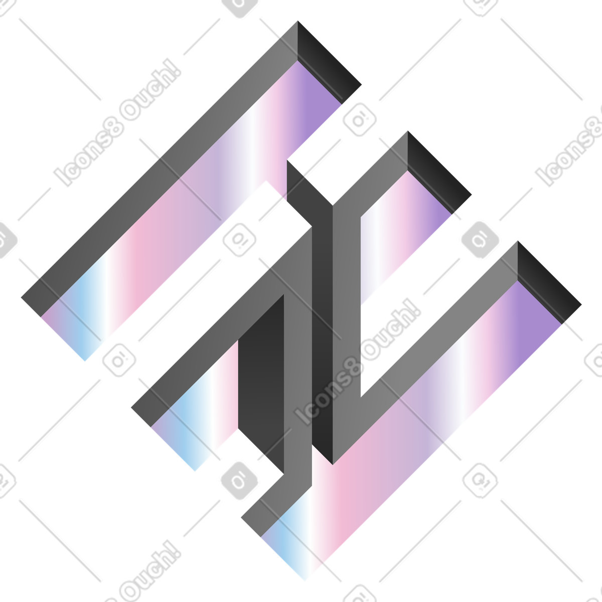 Forma geometrica impossibile, illusione ottica astratta illustrazione in stile Illusion scarica in PNG, SVG