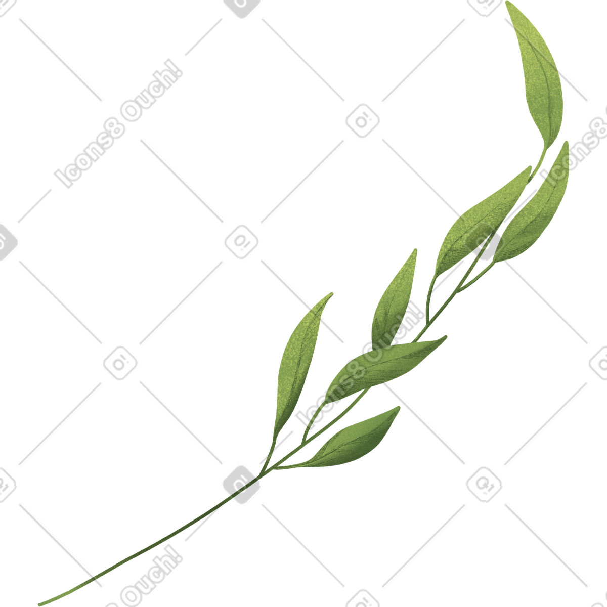 Ilustração de Large light green curved twig em no estilo Floral para baixar em PNG, SVG