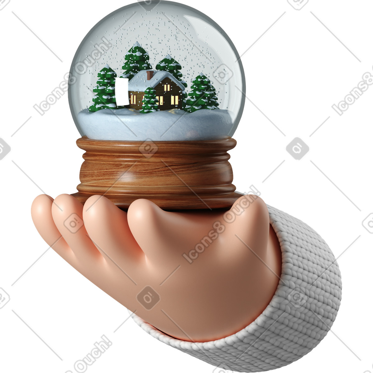 下载 3D Hands Fun&Wild 风格的 拿着雪球的白皮肤手 插画，支持 PNG、SVG 格式