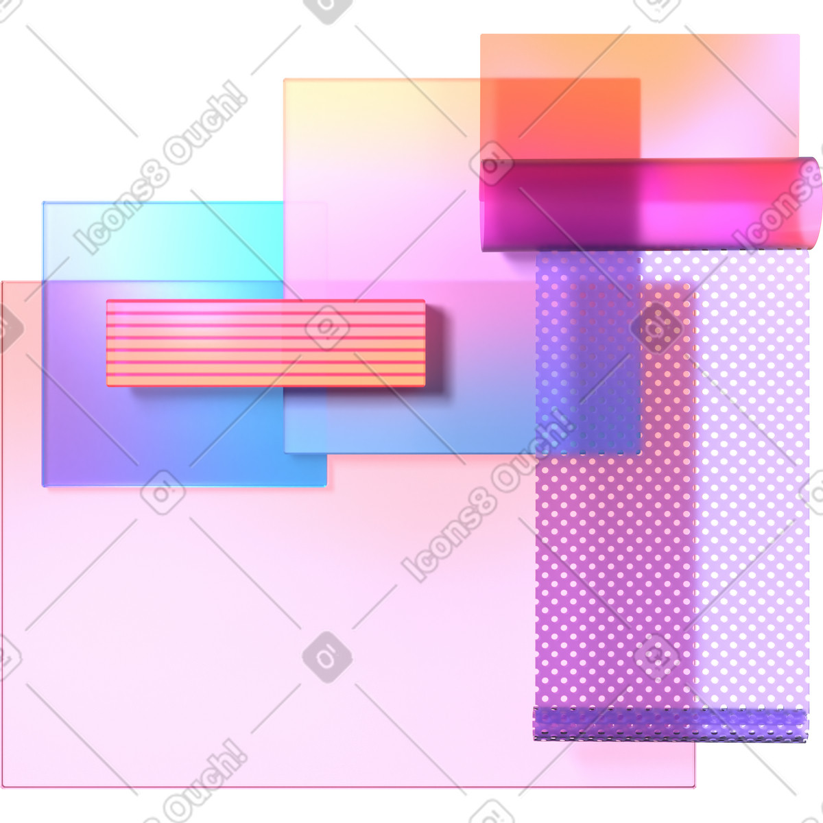 Composizione di rettangoli con texture diverse illustrazione in stile 3D Glassy scarica in PNG, SVG