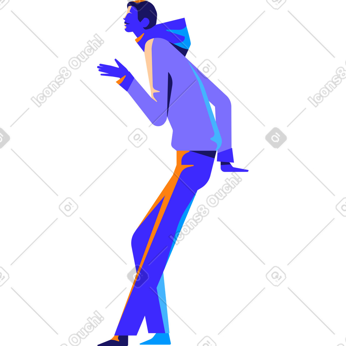 Standing man side view illustration in Worky style download in PNG, SVG