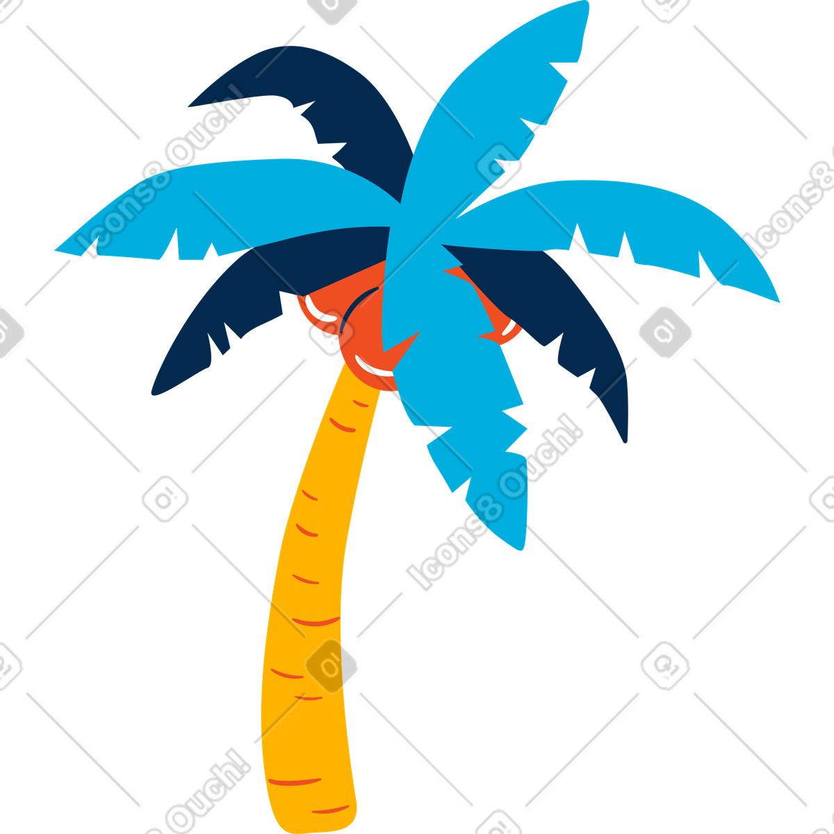 Flame 스타일의 야자수 일러스트레이션 PNG, SVG 다운로드