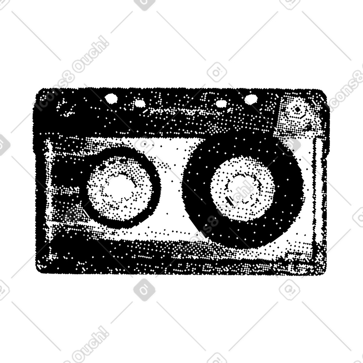 Compact cassette illustration in Bitmap style download in PNG, SVG