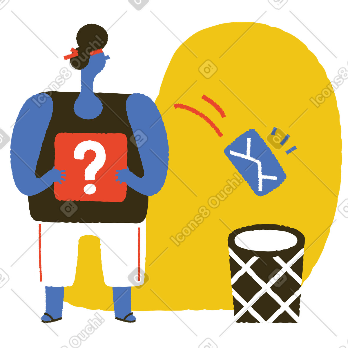 Ilustração de Athlete deciding to delete email, Data removal or confirmation action em no estilo Bermuda para baixar em PNG, SVG
