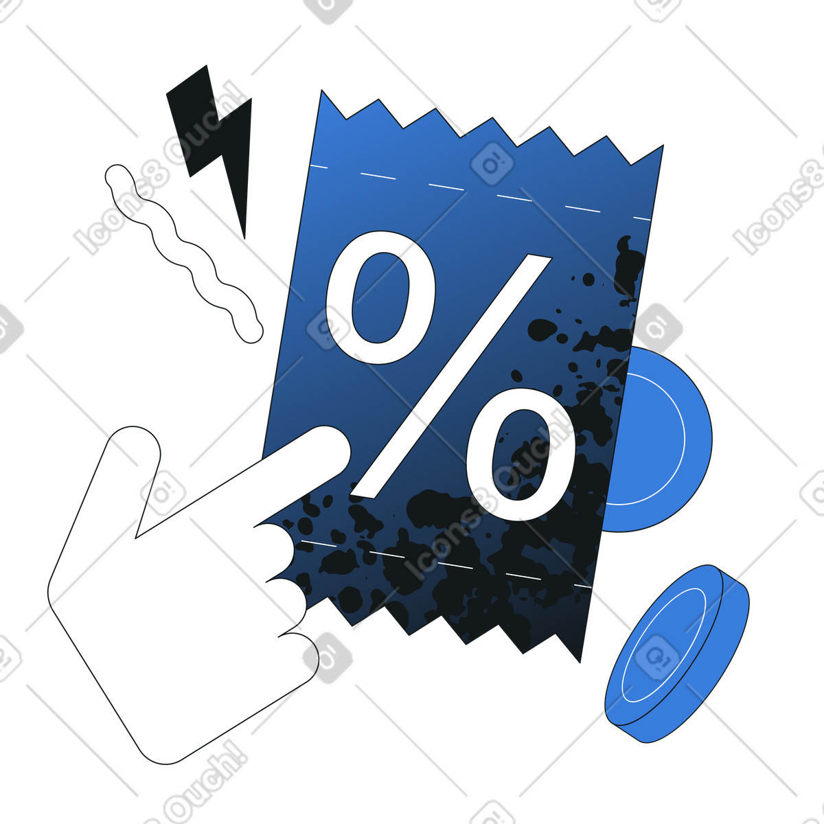 Hand clicking discount coupon, Sale, Black friday savings illustration in Midnight style download in PNG, SVG