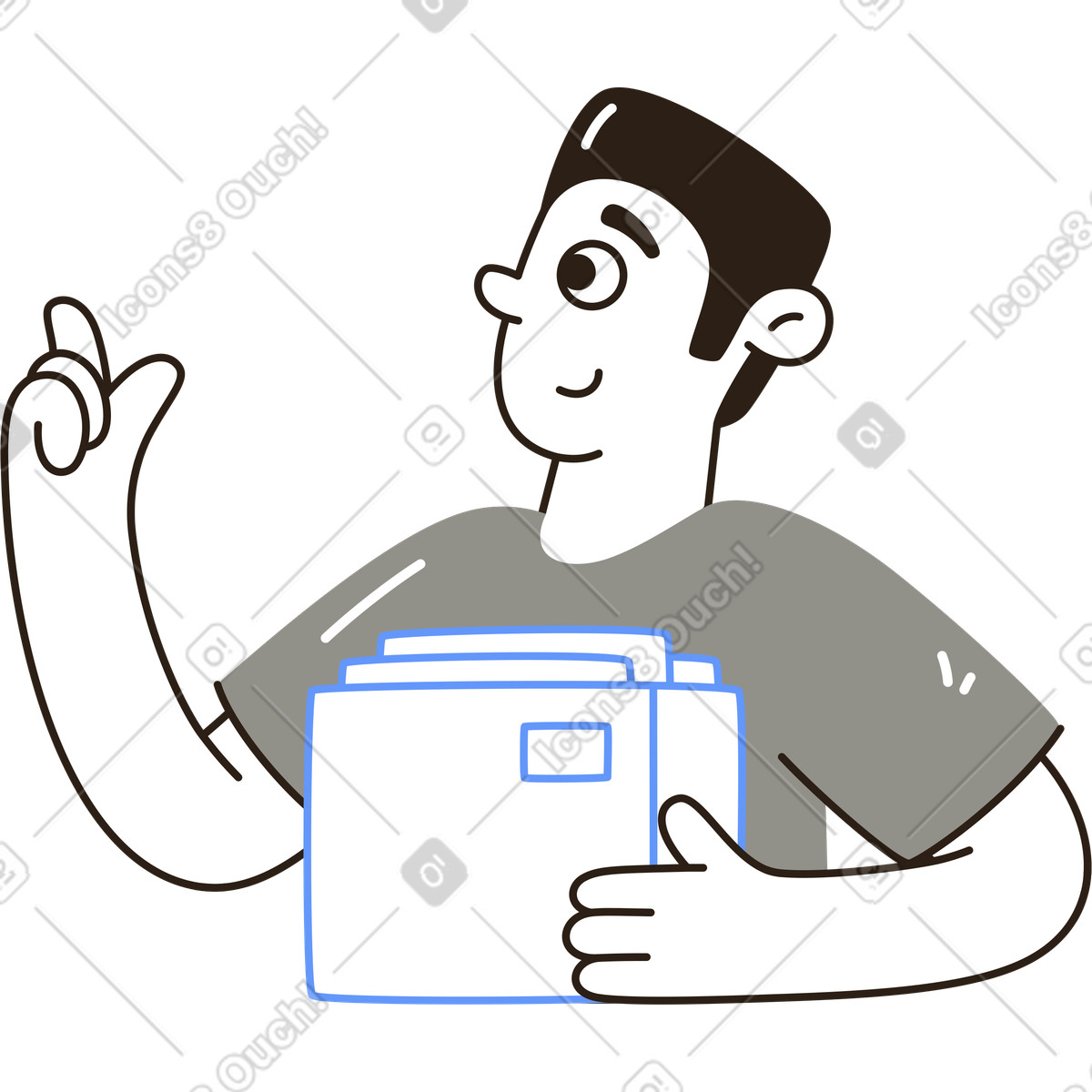 Illustration Homme avec boîte dans le style Plain à télécharger aux formats PNG, SVG