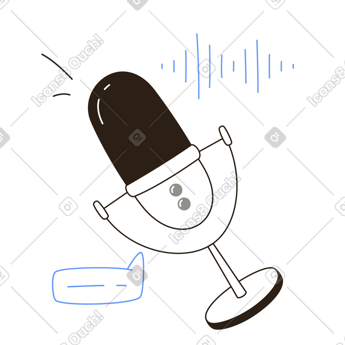 Micrófono con onda sonora, grabación de podcasts y producción de audio illustration in PNG, SVG