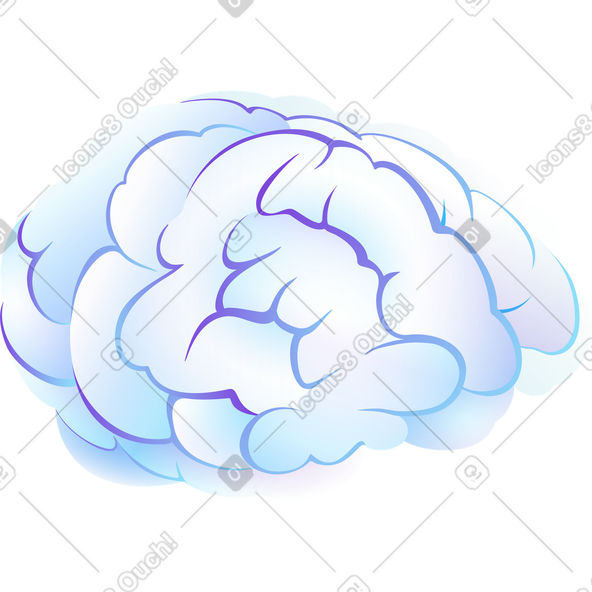 Hi-tech スタイルの Glowing brain のイラストをPNG、SVG形式でダウンロード