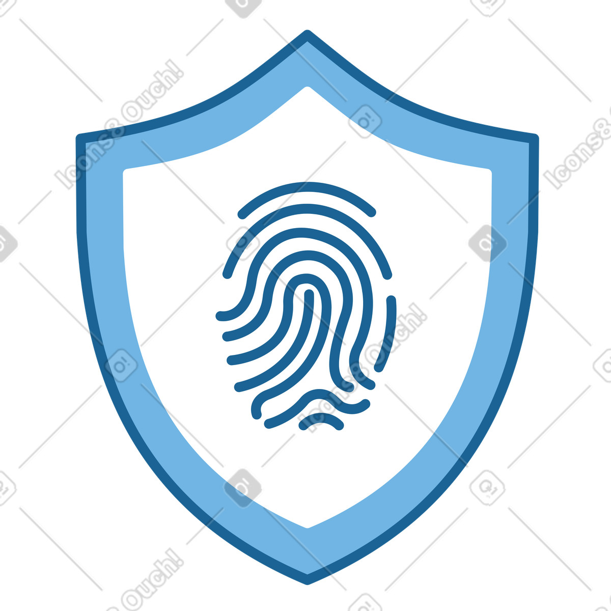 Biometric protection with shield and fingerprint illustration in Natty style download in PNG, SVG