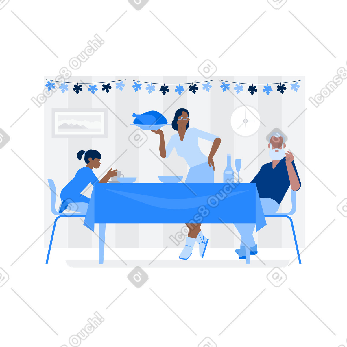 Thanksgiving Day Dinner illustration featuring festive clipart for culinary projects in PNG and SVG