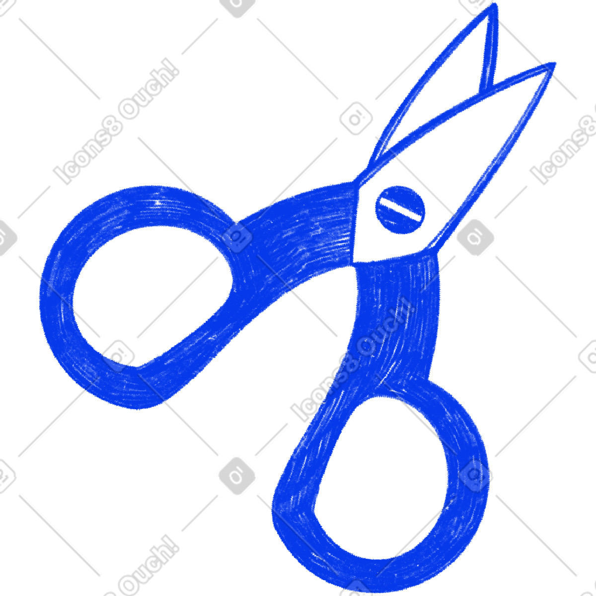 Blue scissors open illustration in Biro style download in PNG, SVG