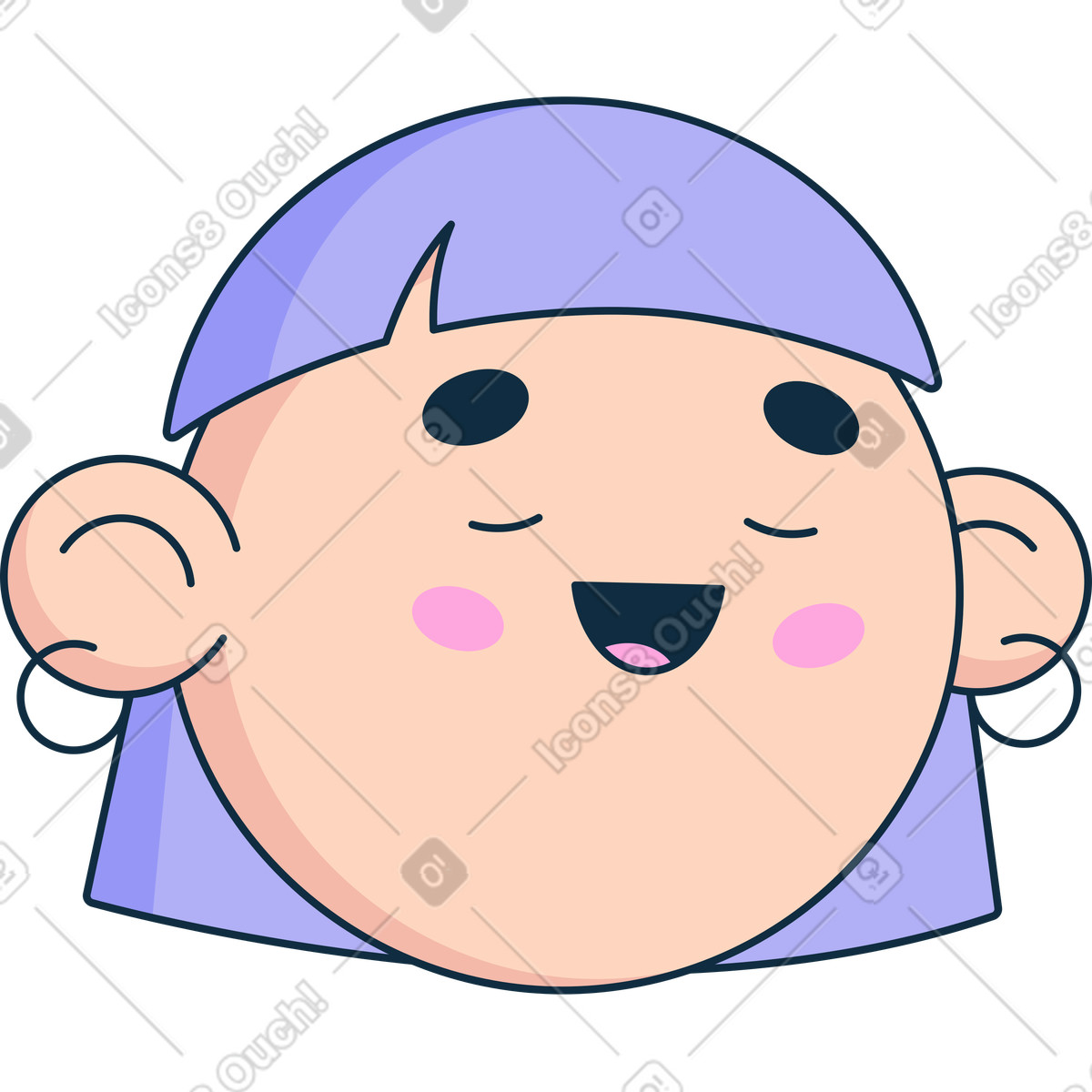 Ilustración Cabeza de mujer con los ojos cerrados en estilo Bubble gum a descargar en PNG y SVG