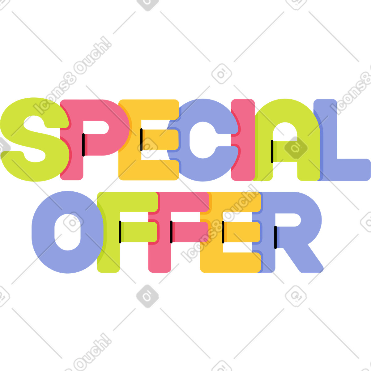 Ilustración Oferta especial de letras en estilo Juicy a descargar en PNG y SVG