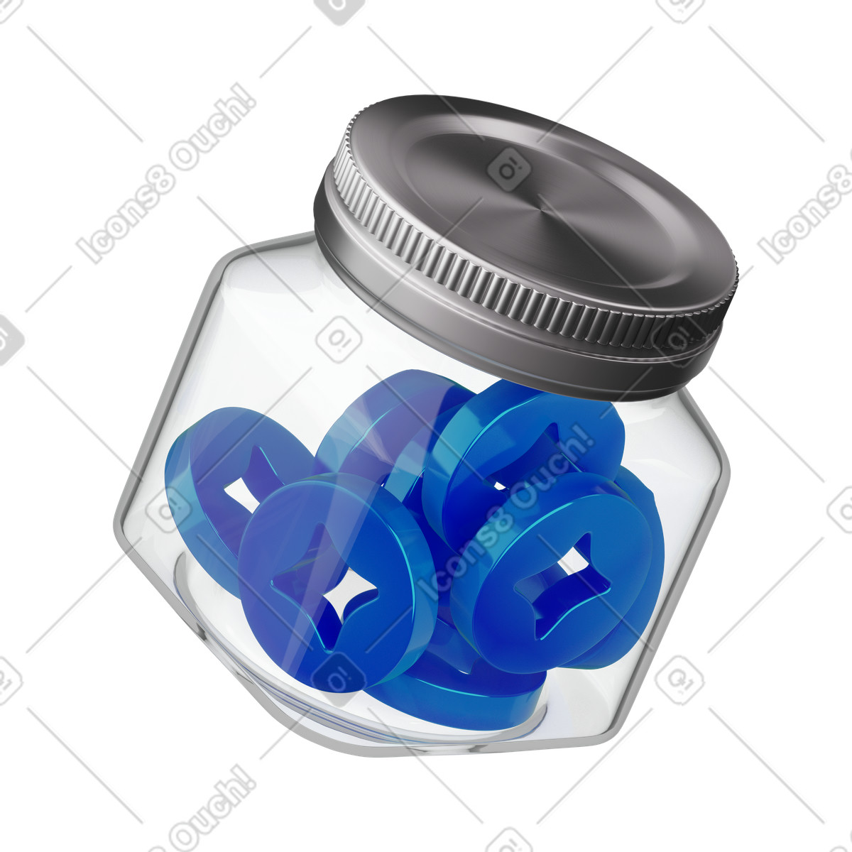 Jar with bonus coins illustration in 3D Stickle style download in PNG, SVG