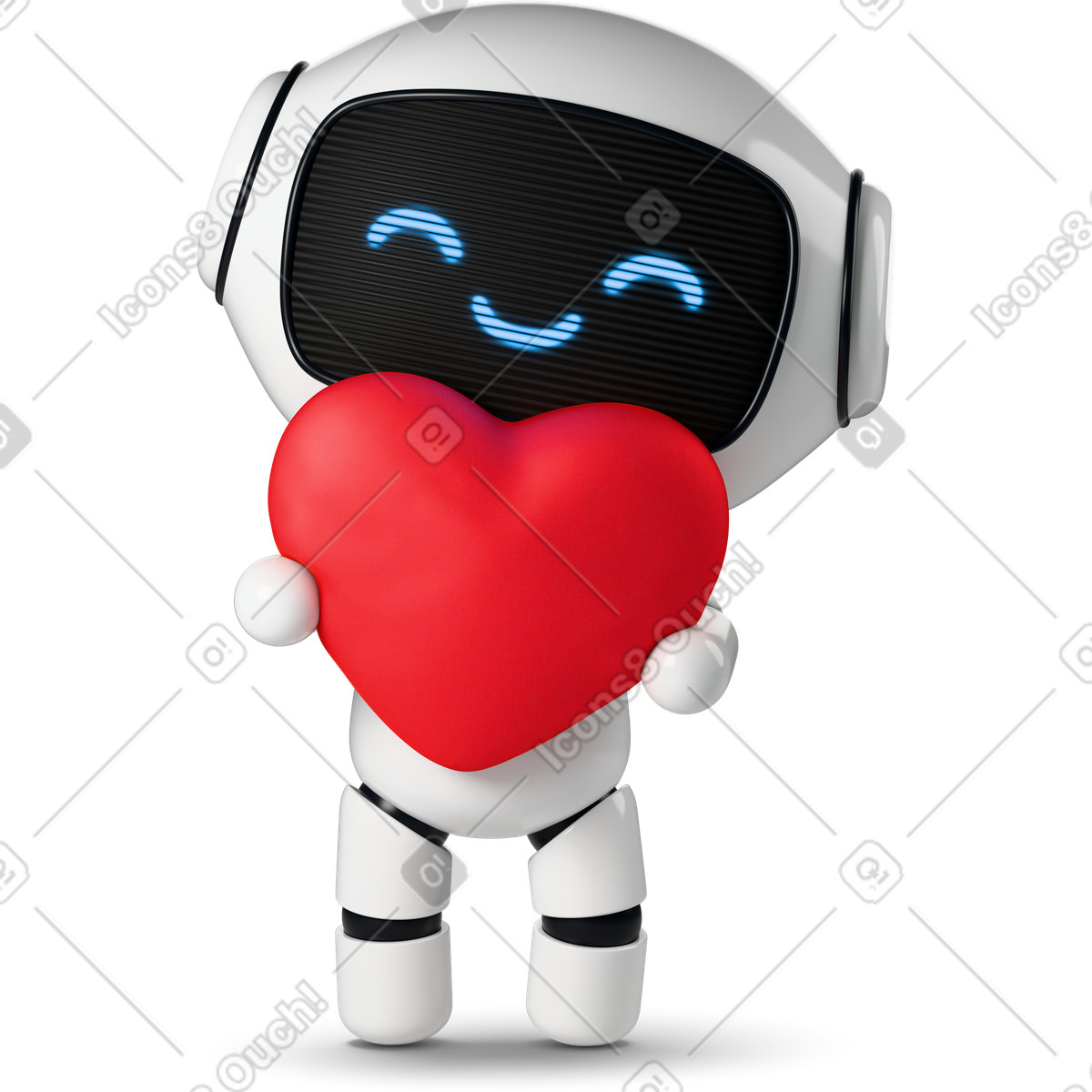 下载 3D Business 风格的 Cute robot with heart 插画，支持 PNG、SVG 格式