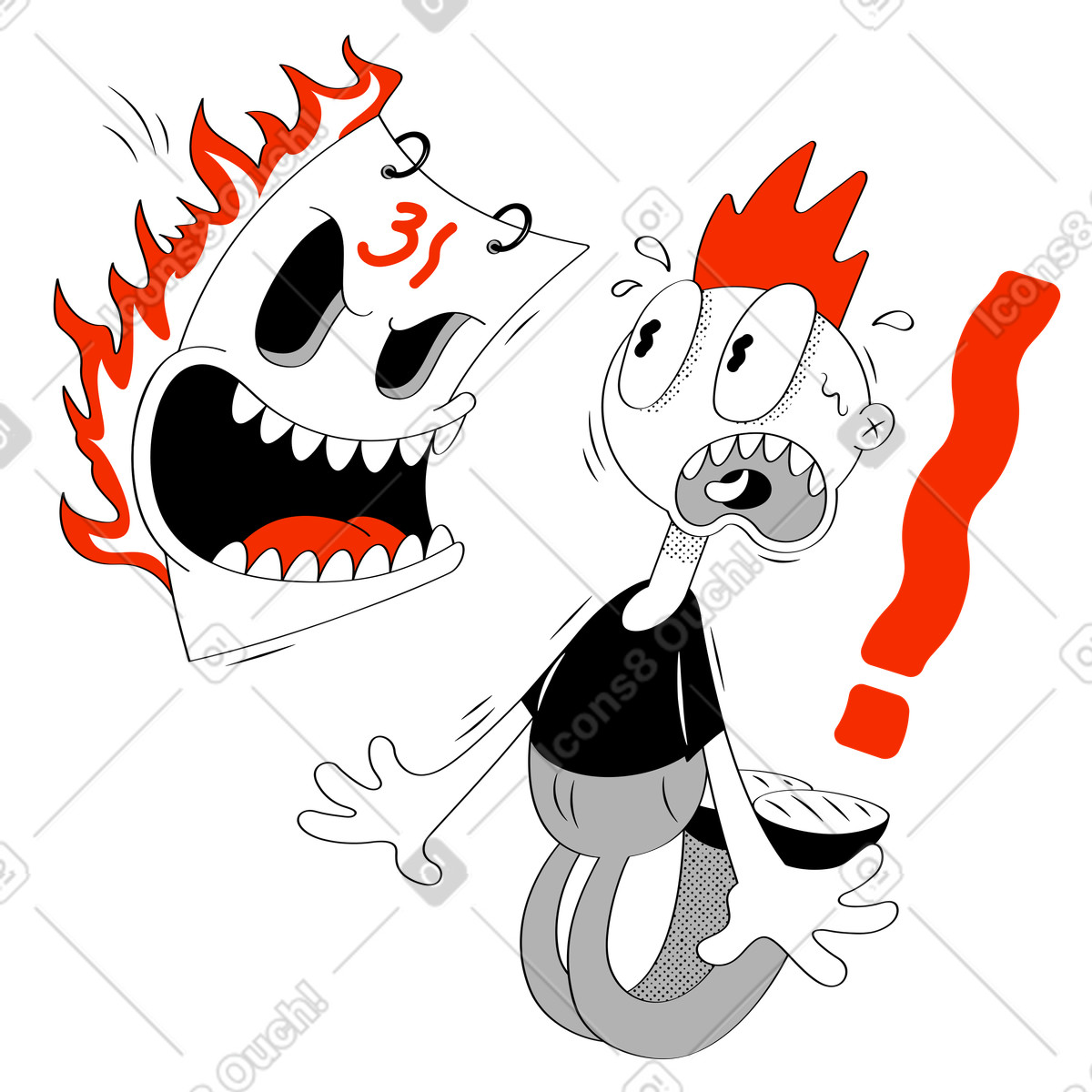 Mann hat angst vor einem wütenden kalender mit frist-Illustration im Looney-Stil als Download in PNG, SVG