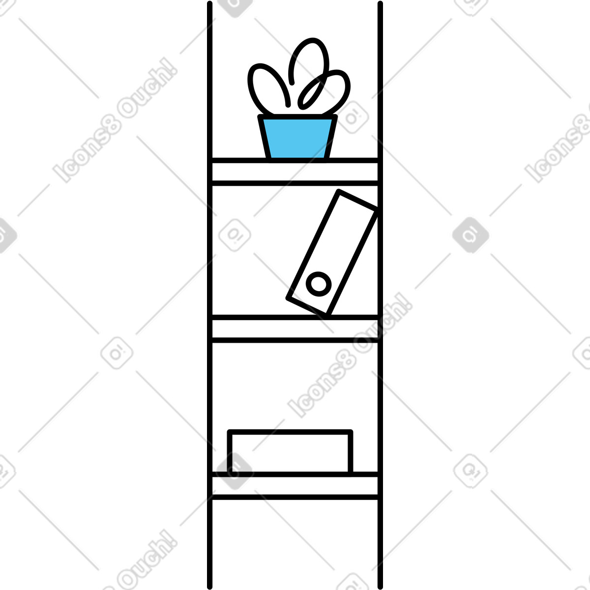 Open file folder shelving illustration in Mochi style download in PNG, SVG