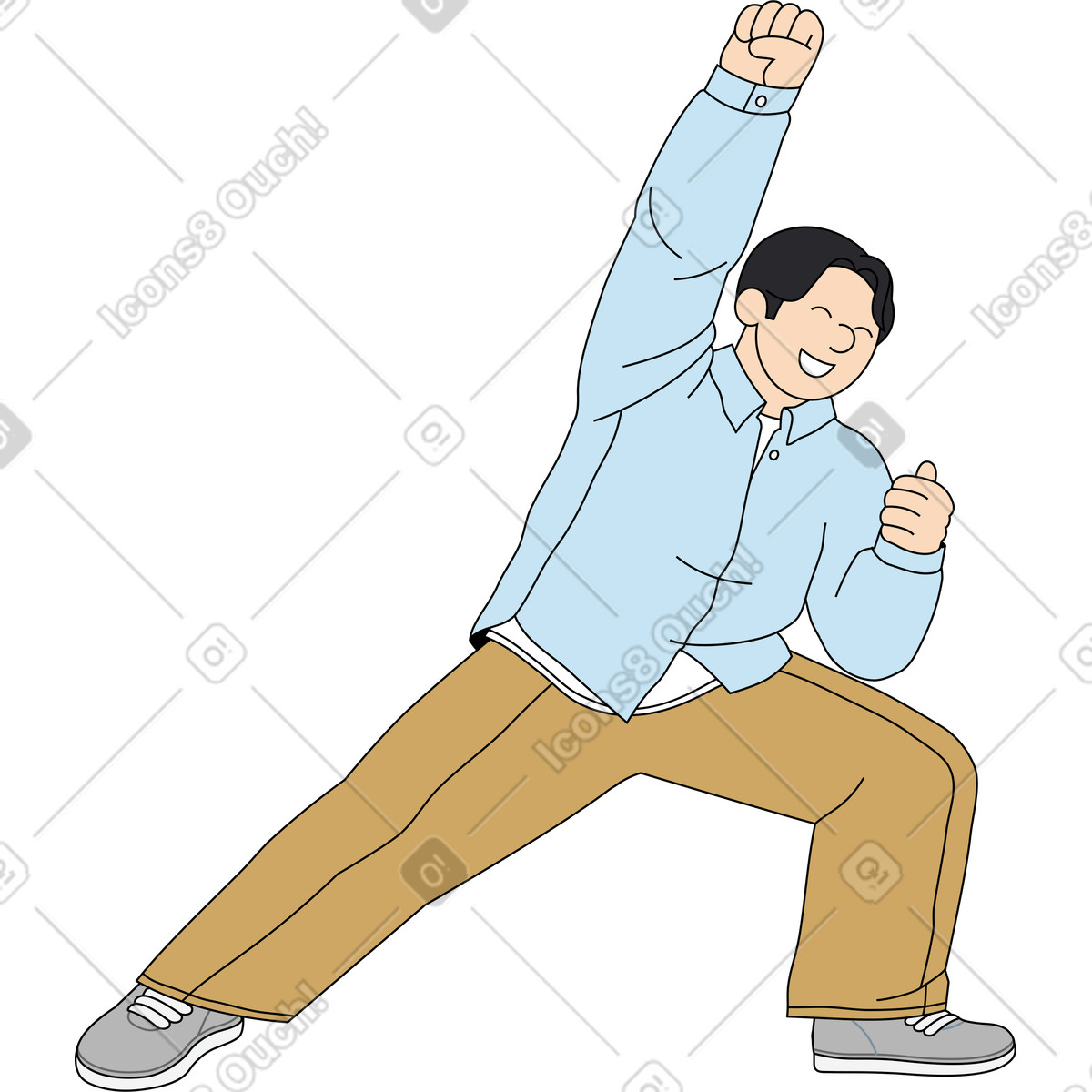 Ilustração de Jovem feliz em no estilo Kindy para baixar em PNG, SVG