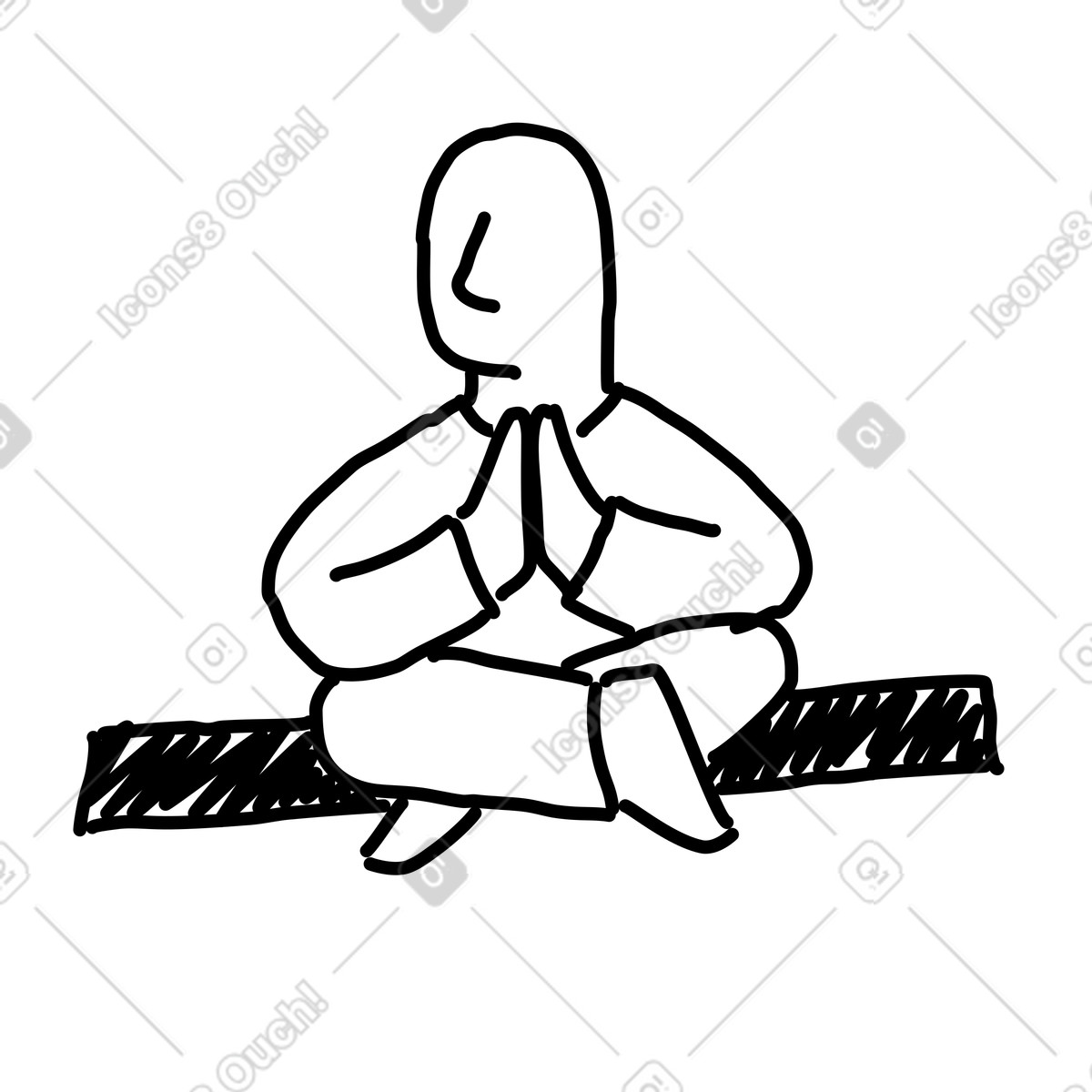 Ilustración Meditation pose sitting cross legged with hands together in prayer en estilo Rough Sketch a descargar en PNG y SVG