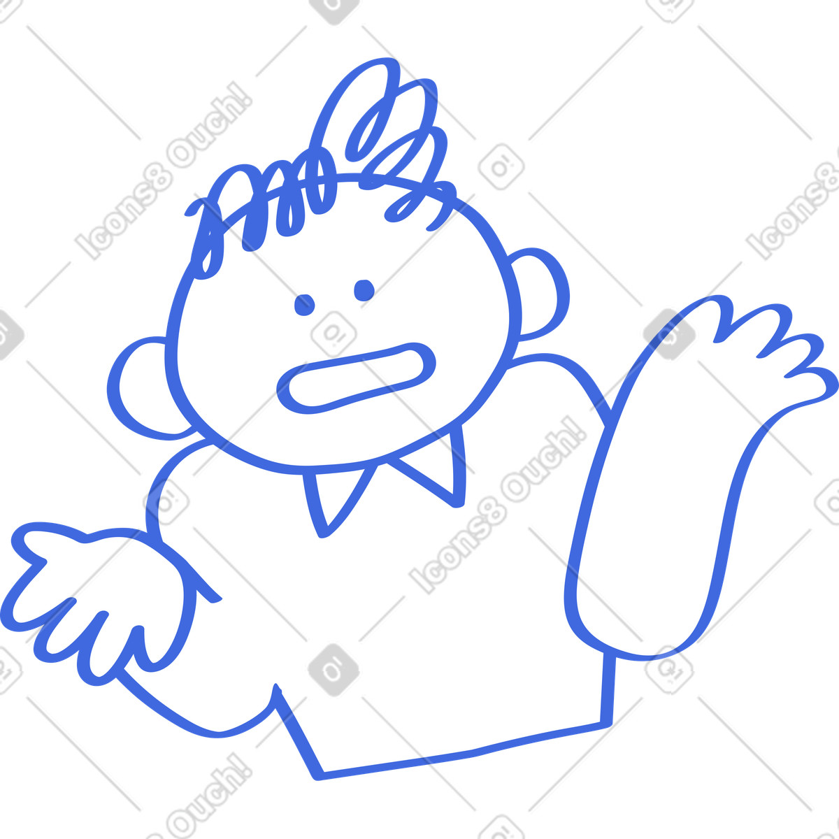 Ilustração de Confused character shrugging shoulders with raised hands questioning expression em no estilo Ballpoint Pen para baixar em PNG, SVG