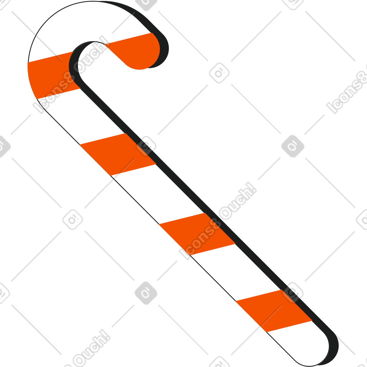 Candy cane illustration in Strict style download in PNG, SVG