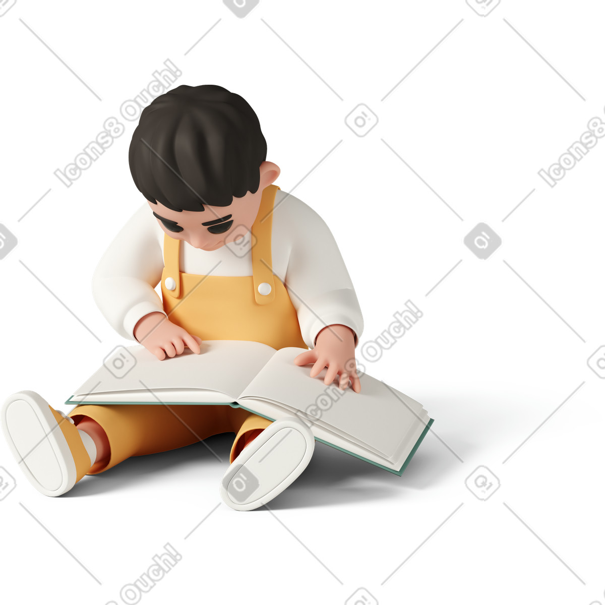 Иллюстрация Little boy looks at book в стиле 3D Casual life — скачать в форматах PNG, SVG