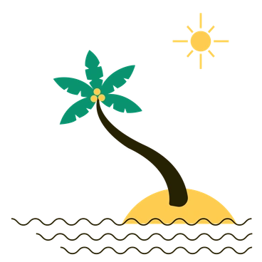 A palm tree on a small island - Spot style illustration