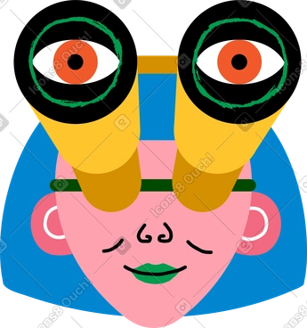 Girl head with binoculars PNG, SVG
