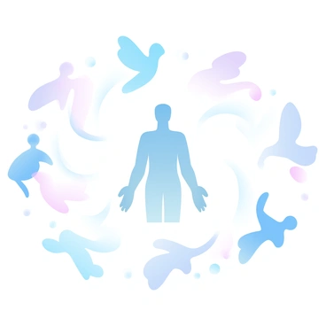Several small, ethereal figures are depicted in various pastel colors, representing hormones as messengers in flight throughout the body. Each figure is stylized and resembles a silhouette with flowing trails that shimmer, indicating their movement. These messengers are surrounded by faint, swirling lines that illustrate pathways throughout the body. In the center, a simplified representation of a human body is visible, with areas highlighted to show the influence of the hormones on different metabolic processes. The background features soft gradient pastel colors that complement the vibrant figures and evoke a sense of dynamic interaction.